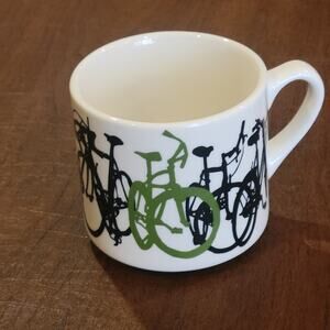 Bike Bicycle Coffee Mug Cup Fishs Eddy  Black Green White new with tags